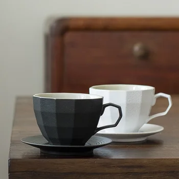 

Simple Design Coffee Set Creative Ceramic Coffee Cup and Saucer Set 240ml Coffee Mug and Plate Set Nordic Style