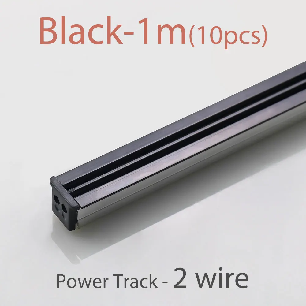 85-265 в рельсы высокого качества алюминиевый разъем питания переменного тока трек для полки светильник ing рынок БАРС система шкаф рельсы светильник - Цвет: 2 wire Black-1m-10P