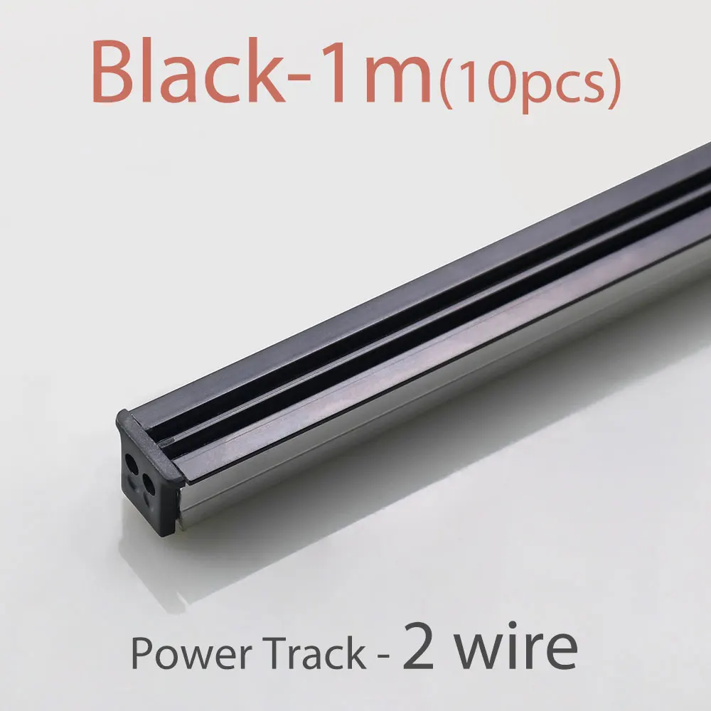 2 wire Black-1m-10P 85-265 в рельсы высокого качества алюминиевый разъем питания переменного тока трек для полки светильник ing рынок БАРС система шкаф рельсы светильник - Цвет: 2 wire Black-1m-10P