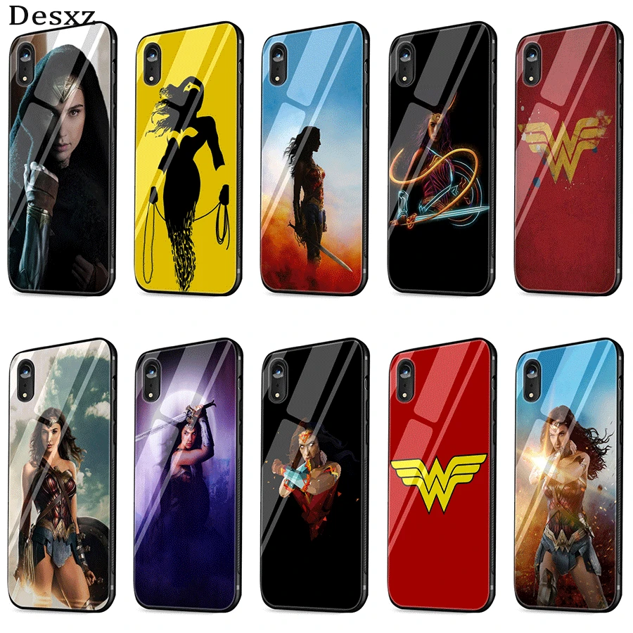 

Mobile Phone Glass Case For iPhone 5 5s SE 6 6s 7 8 Plus XR X XS Max Cover Wonder Woman