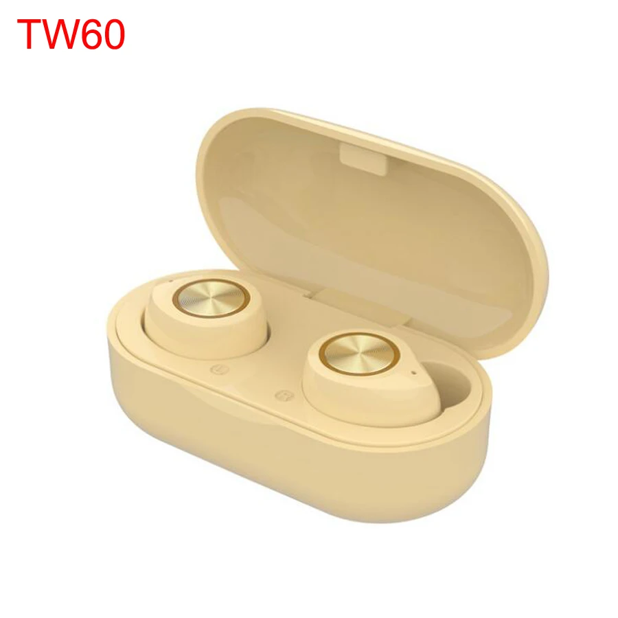 TW60 yellow Модные мини беспроводные Bluetooth наушники цвета Макарон TWS 5,0 глубокий бас Bluetooth наушники стерео наушники с микрофоном - Цвет: TW60 yellow