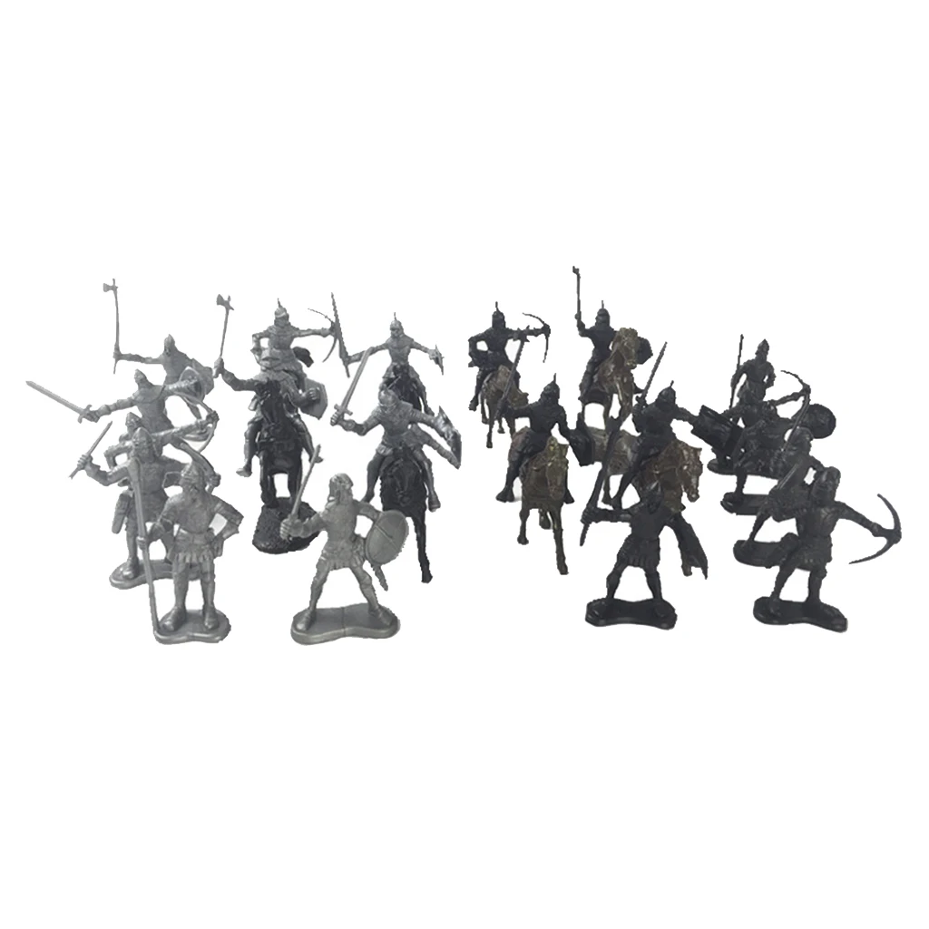 28 Piece Medieval Knights Horses Model Ancient Soldier Military Kids Toy Office Decor