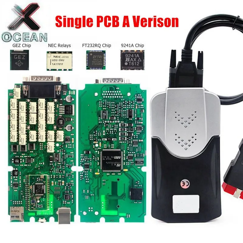 

Single Green PCB board A+ version TCS PRO with 9241A FT232RQ Chip multidiag pro V2020.23 NEC Relay TCS PRO OBD2 car Scanner