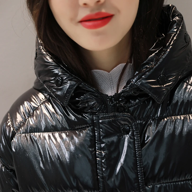 Новая осенне-зимняя Толстая теплая парка куртка женская с капюшоном куртка модная яркая поверхность повседневная короткая куртка с длинными рукавами cc808