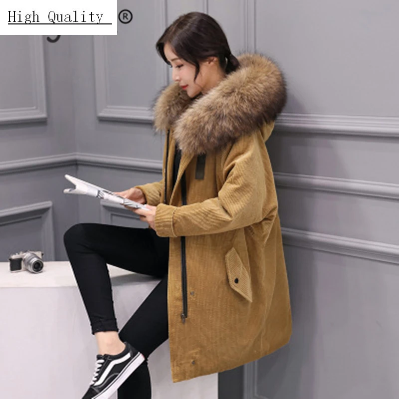 

Winter Women's Down Jacket + Large Raccoon Fur Hooded 2020 Korean 90% Duck Down Coat Female Jacket Hiver Casaco LW1279