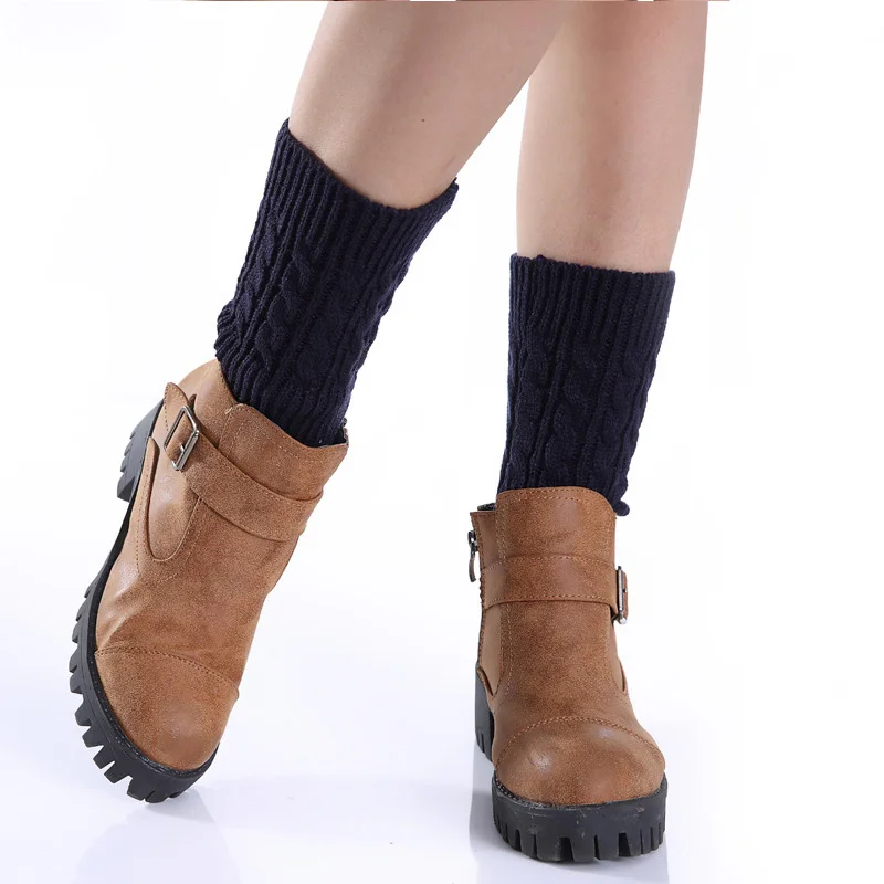 Женская зимняя короткая закрученная форма, гетры для девочек, школьная форма, красные ботинки, носки, Модные осенние гетры, Женский вязаный обертывающий ногу