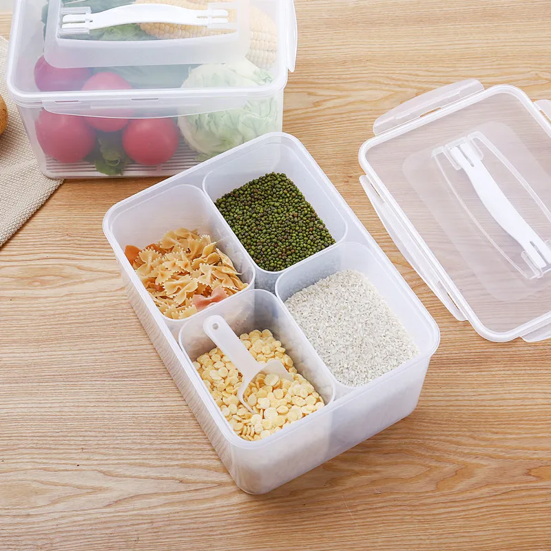 

4L 8L Plastic Handle Freshness Box Refrigerator Sealed Box Grains Storage Box Airtight Container