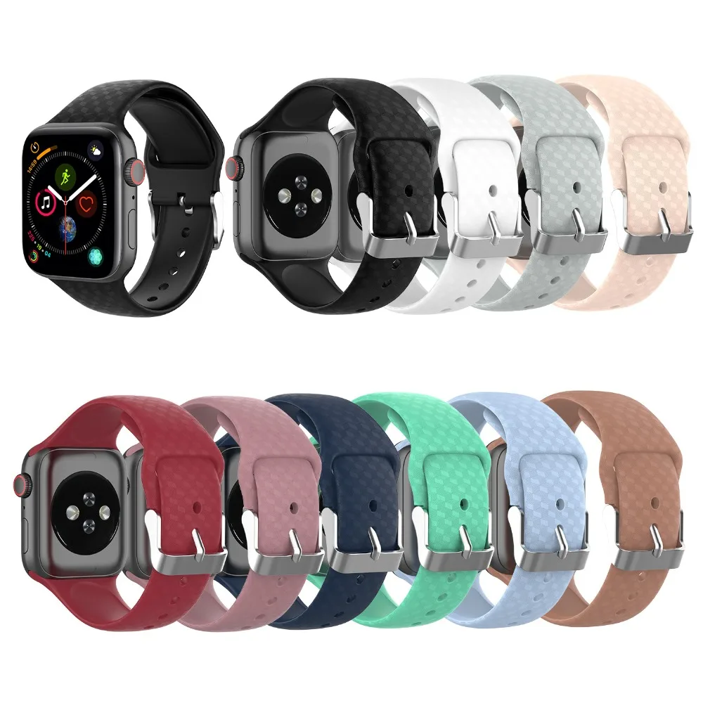 Ремешок для Apple watch ремешок 44 мм 40 мм Apple watch 4 3 2 1 iwatch ремешок 38 мм 42 мм 3D текстура спортивный силиконовый ремешок для часов браслет