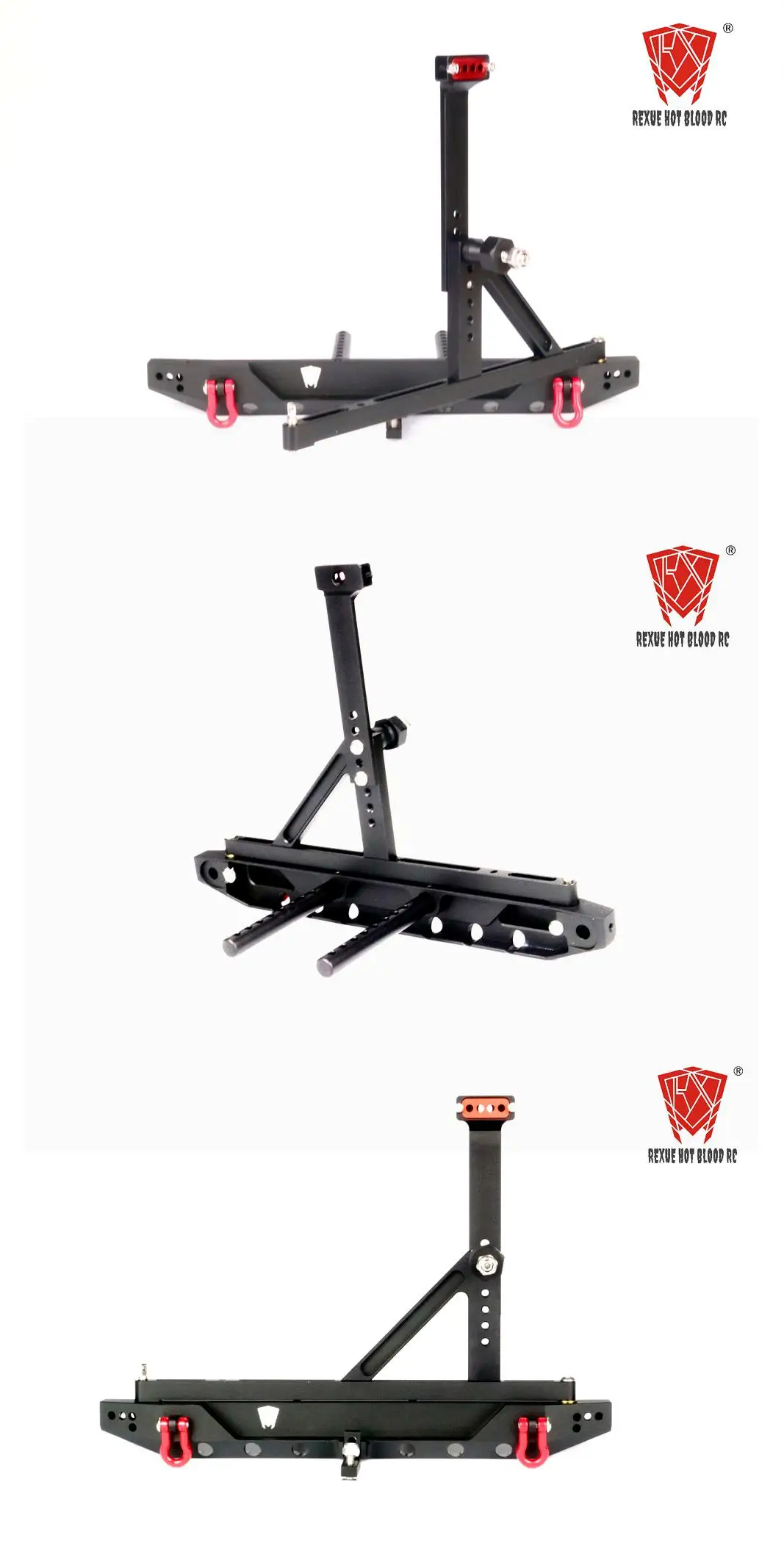트랙스 1/10 RC카 Trx-4 디펜더 액시얼 Scx10 Ii 90046 90047 금속 리어 범퍼, 스페어 타이어 장착 가능