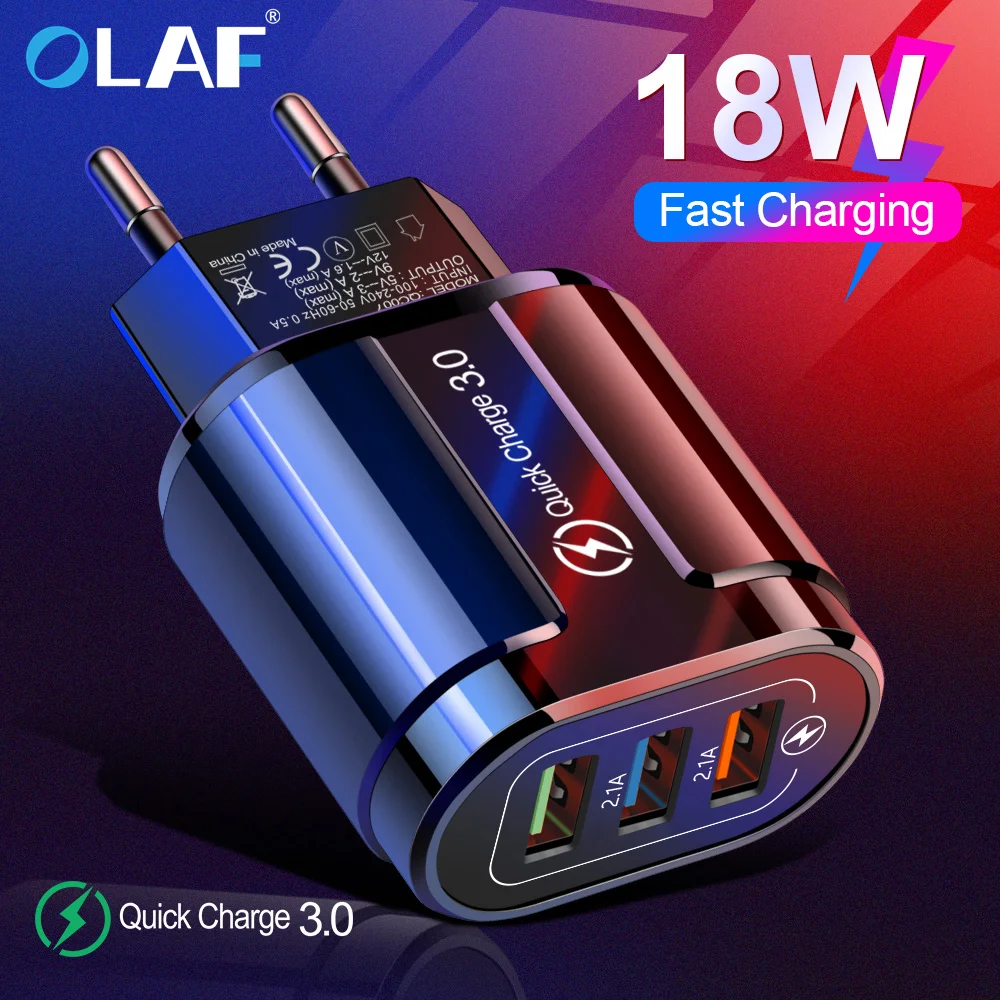 Зарядное устройство с 3 USB-портами и вилкой для ЕС/США Quick Charge 0 телефона адаптер