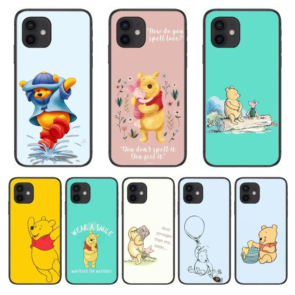 Winnie the Pooh Style Phone Case cover For iphone 12 pro max 11 8 7 6 s XR PLUS X XS SE 2020 mini black cell shell | Мобильные