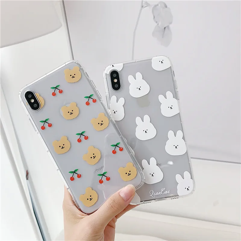 

Kuutti Rabbit Bear Cartoon Transparent TPU Phone Case for iPhone 6 6s 7 8 Plus X XR XS Max Covers for iphone xr case