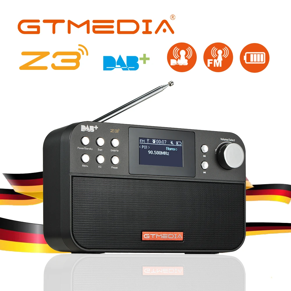 Ricevitore Radio Gtmedia Z3/Z3B Dab Digitale Portatile Stereo/Rds Altoparlante Radio Multibanda Tft Display Lcd Monocromatico/A Colori