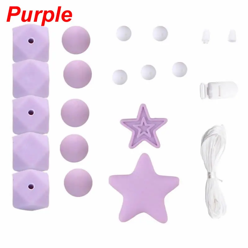 Puple Набор силиконовых Бусин DIY Детские Прорезыватели игрушка для прорезывания зубов младенцев Ожерелье Браслет Прорезыватель пустышка цепи делая аксессуары - Цвет: Puple