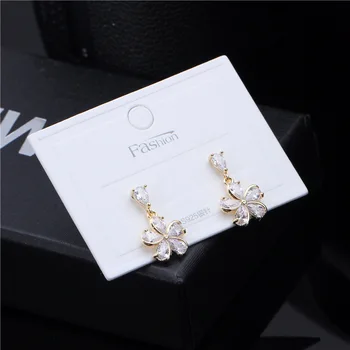 

S990 Needles Hot Selling Direct Selling Europe and America New Style Inlaid Zircon Smart Earrings Elegant Female Ear