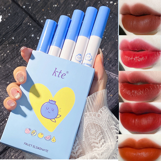 5PCS/set Lip Glaze Set Painting Series Cigarette Case Non-stick Cup Lipstick Set Gift Matte Lip Makeup Cosmetic TSLM1
