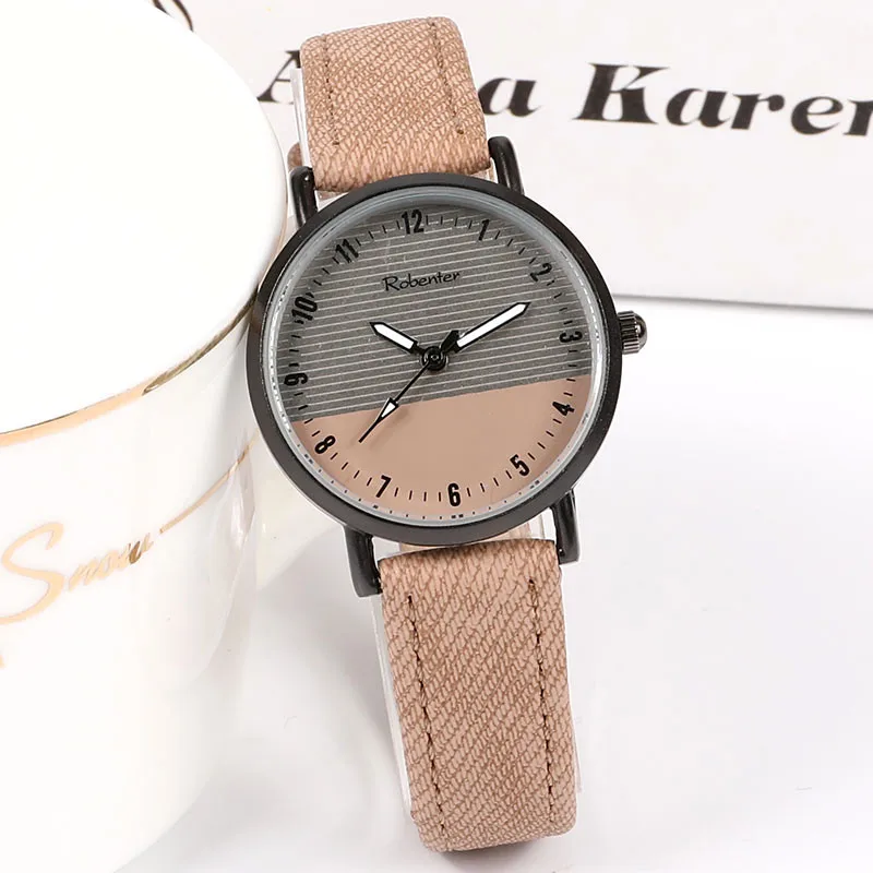Khaki Small Стиль, черные крутые женские часы для женщин, Топ бренд, Простые ретро мужские кожаные Наручные часы, модные часы для влюбленных, женские часы - Цвет: Khaki Small
