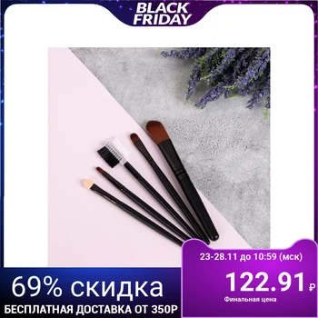 

5 Piece Makeup Brush Set PVC Cover Black