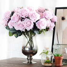 

new Rose Artificial Flower Bouquet Silk Flower Wedding Home Garden Party Artificial Fake Dry Natural Flowers Wedding Decoration