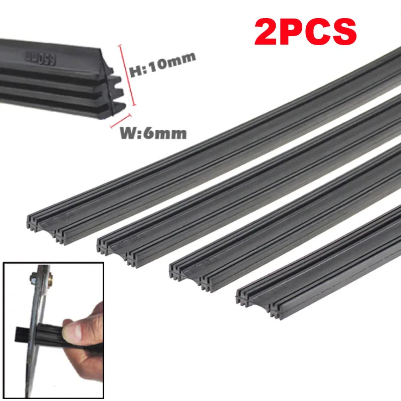 

2Pcs Universal AAA Grade Auto Silicone Strip Refill For Replace Windshield Wiper Frameless Wiper Blades 6mm 24" Car Accessories