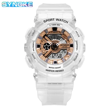 

SYNOKE Men Quartz Watches Sports Students Double Movement Multi Colors LED Waterproof Alarm Clock Women Men Digital Watches