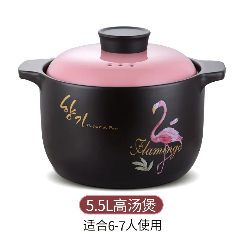 Жаростойкая керамическая кастрюля для сохранения здоровья Фламинго домашний открытый огонь керамический горшок кухонные горшки суповый горшок - Color: 8(5.5L)