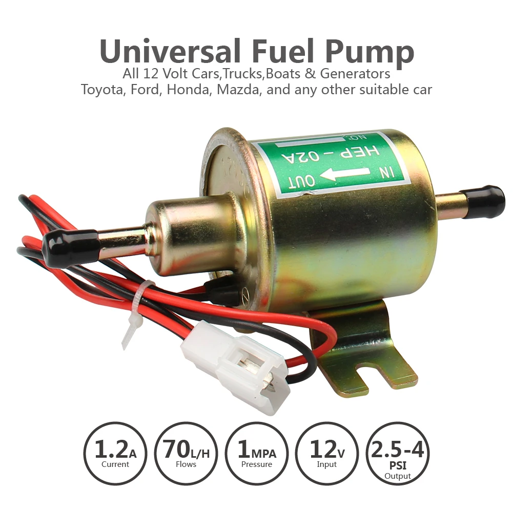 Universal 12V 2.5-4 PSI Gas Diesel Inline Low Pressure Electric Fuel Pump HEP02A