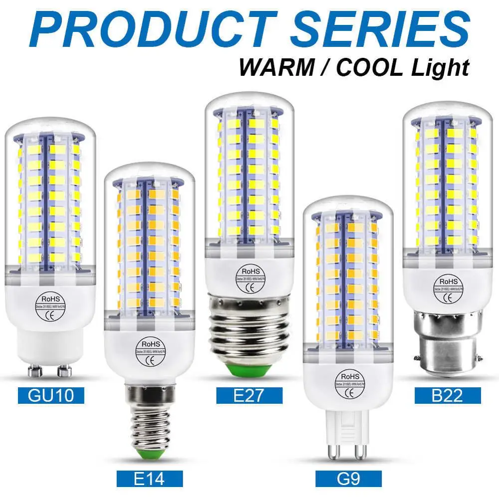 6PCS E27 LED Lamp E14 Corn Bulb Lamp LED Light GU10 220V LED Bulb 3W 5W 7W 9W 12W 15W G9 Ampoule B22 Chandelier Lighting 240V