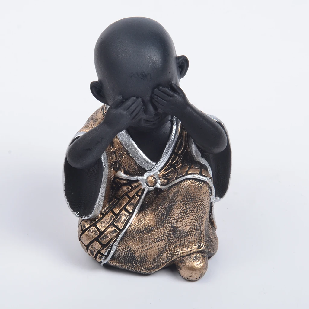 Happy Buddha Monk Statue Set Do not Say Look and Listen Collectible Figurines Resin Carved Ornament