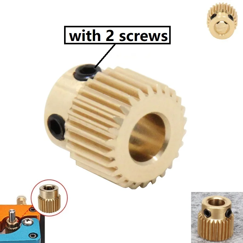 RAMPS 2pcs MK8 Extrusion Brass Gear Wheel 26/36/40 Tooth Teeth Drive Gear Feeding Gear Wheel for Ender-3 3D Printer Extruder