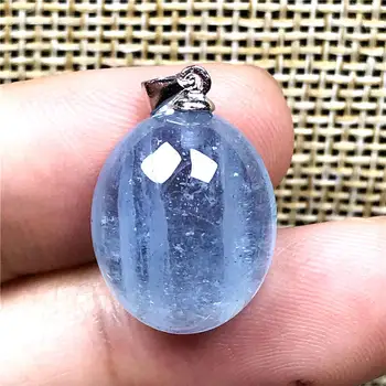 

Top Natural Ocean Blue Aquamarine Pendant Jewelry For Woman Lady Man Crystal 18x14x8mm Beads 925 Silver Love Gift Stone AAAAA