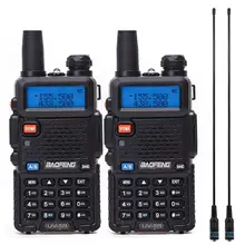 2 шт Baofeng BF-UV5R 5 Вт Любительская портативная рация UV-5R Двухдиапазонная двухсторонняя радиоантенна UV 5R+ 2 шт NA-771 антенна и гарнитура
