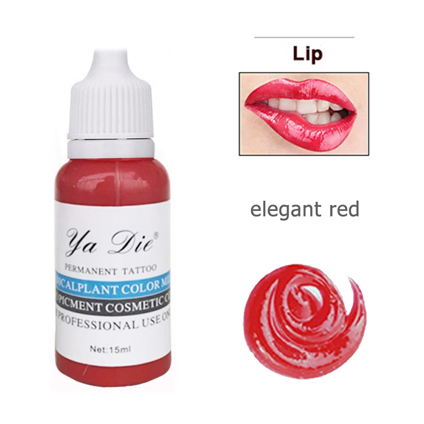 elegant red 22 цвета на выбор набор чернил татуировки Перманентная краска для макияжа пигмент для перманентной помады чернила для татуировки губ - Цвет: elegant red