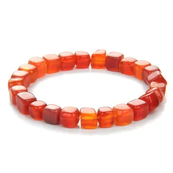 Tourmaline Agates Bracelet Square Stone Bracelets For Women Men White Red Agates Cube Beads Bangles Fashion Reiki Jewelry Gift