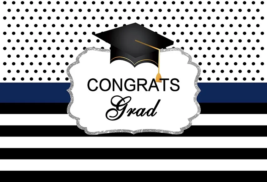 7x5FT Congrats Graduation Cap Wihit Black Stripes Spots Frame Custom Photo Studio Backdrop Background Vinyl 220cm X 150cm | Электроника