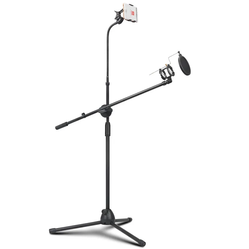 

Professional Swing Boom Floor Microphone Tripod Floor Stand Stand with Shock-proof Mount Mic Filter Mobile Phone Holder for Podc