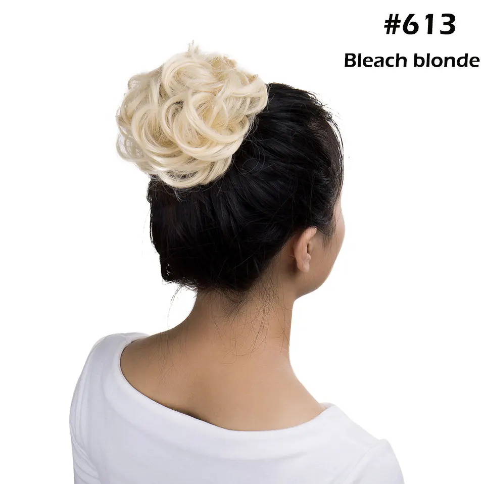 bleach blonde Snoilite, 25 цветов, эластичные шиньоны для наращивания волос, синтетические резинки для волос, пучок волос, пышные накладные волосы, шиньон для женщин - Цвет: bleach blonde