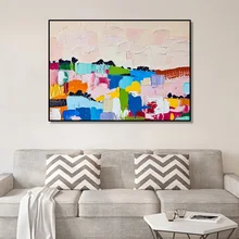 

Modern Three-dimensional Color Block Mural Hand-painted Abstract Oil Painting Canvas Art Decoration