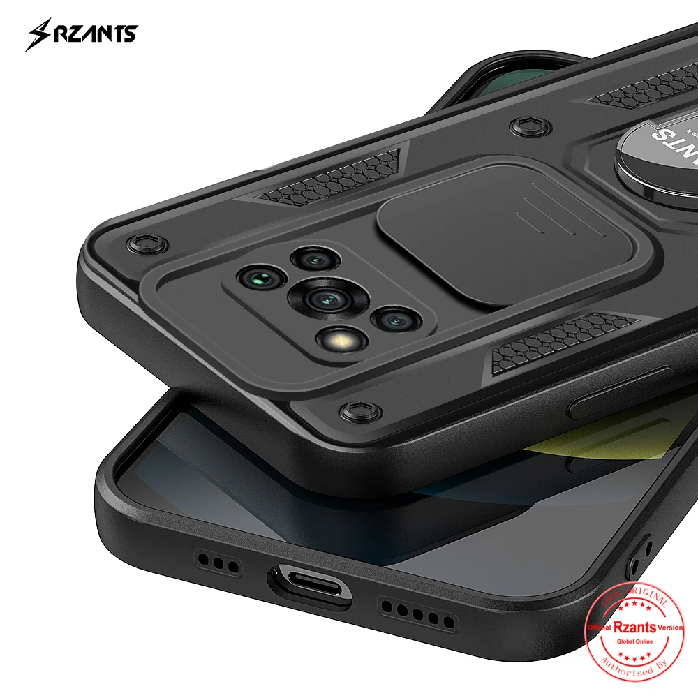 Rzants For Xiaomi POCO X3 NFX POCO X3 PRO Case Camera Lens Protection Ring Stand Holder Military Design Cover For Boys Man