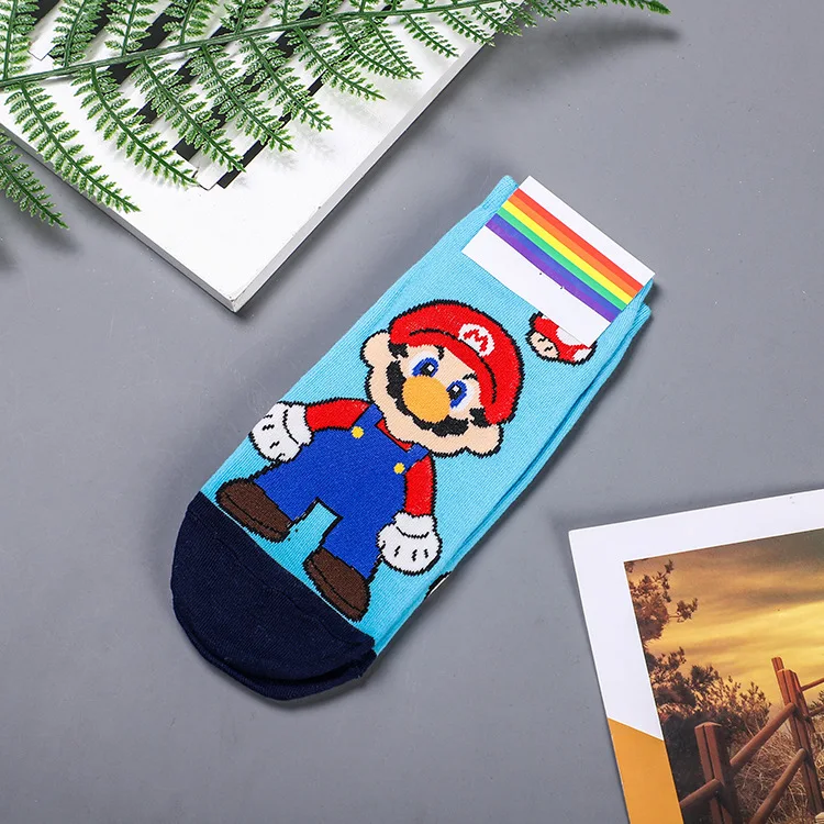 2-Mario Носки с рисунком аниме Мой сосед Тоторо забавные модные милые женские Носки с рисунком кошки без лица удобные корейские хлопковые носки на весну и осень - Цвет: 2-Mario