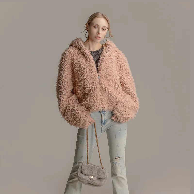 D &amp H Fur 2020 Женская шерстяная ткань короткая куртка зимнее пальто шуба из