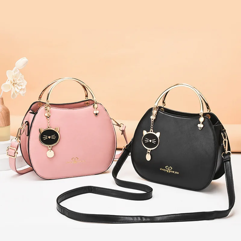 Crossbody Bag Women Handbags Leather Shoulder Bag Cute Kitten Ladies Shoulder Bags Korean Girl Shell Small Bag Women's Messenger Bags Female Handbag Sac A Main Femme