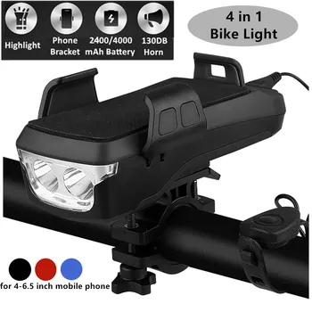 

WasaFire Multi-function Bike Light 2* T6 LED Bike Headlight Phone Holder Power Bank Horn 4 in 1 USB Rechargeable Bike Light