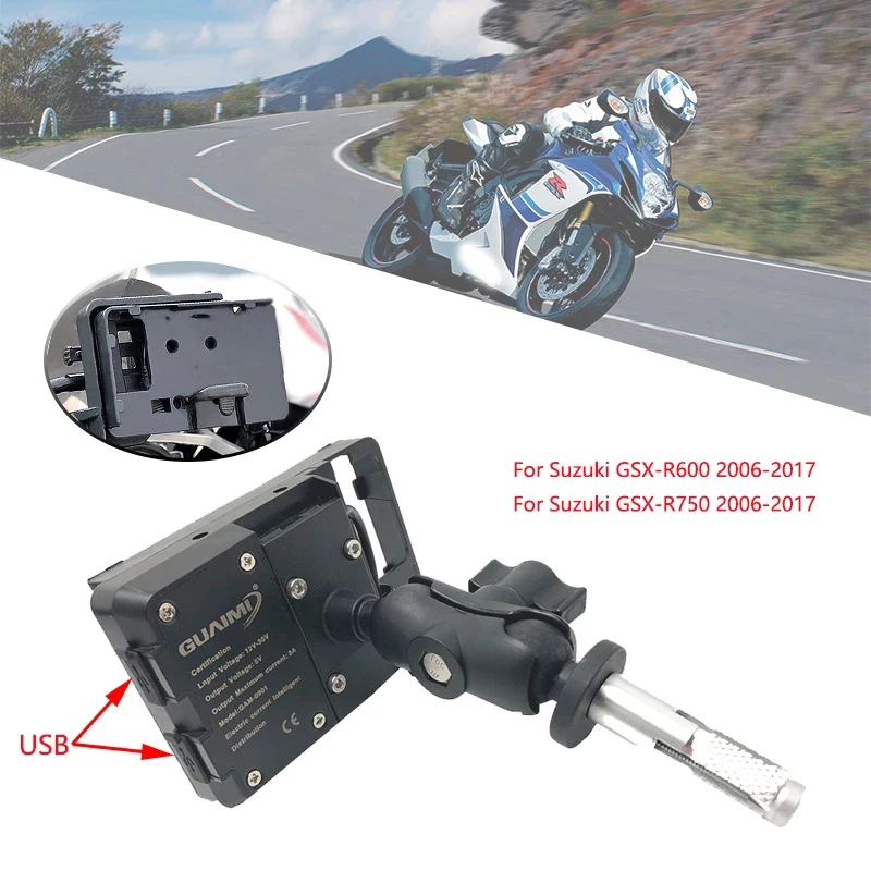 

Motorcycle USB Charger Mobile Phone Holder Stand Bracket For Suzuki GSX-R600 GSX-R750 2006-2017 2011 2012 2013 2014 2015 2016