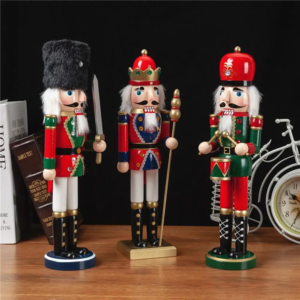 

3PCS/Set Wooden Nutcracker Doll Soldier Miniature Figurines Vintage Handcraft Puppet New Year Christmas Ornaments Home Decor