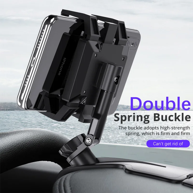 Upgraded Dashboard Car Phone Holder 1200 Degree Mobile Phone Stands Rearview Mirror Sun Visor In Car GPS Navigation Bracket