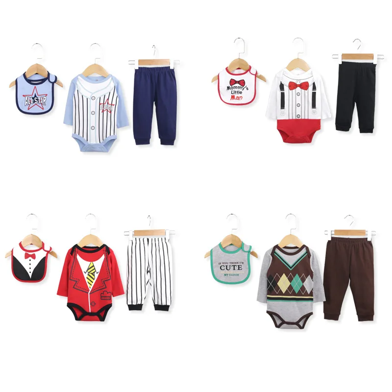 Najtaniej Dziecięcy drukowany dżentelmen Onesie bawełniany kombinezon dla dziecka Romper Baby z długim rękawem 09.30