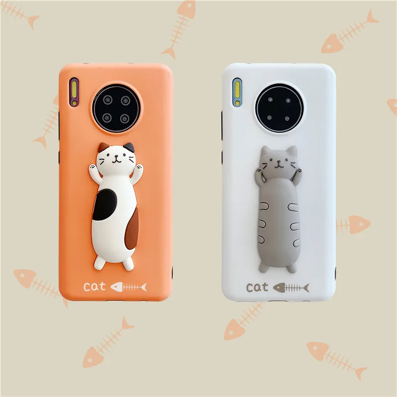 Забавный 3D чехол для телефона с котом для huawei P30 P30 Pro P20 mate 20 задняя крышка милый мультяшный силиконовый мягкий чехол s для huawei mate 30 Pro