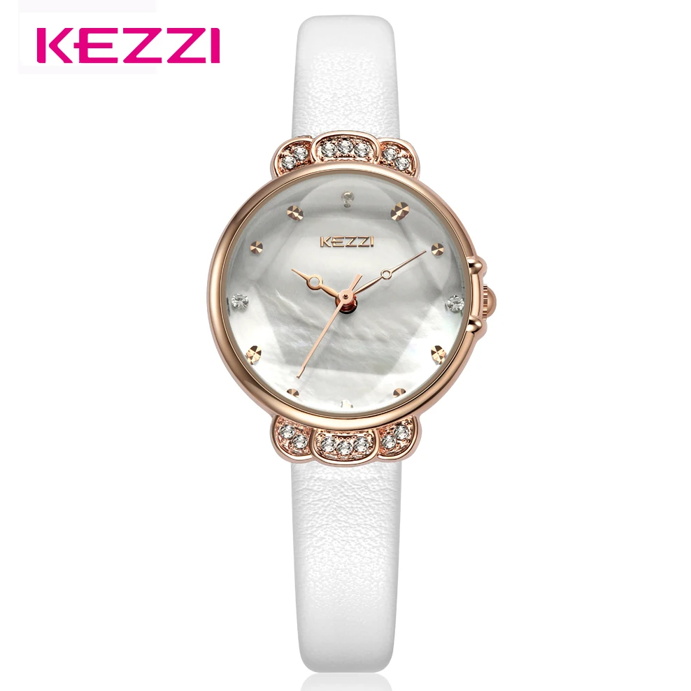 

KEZZI Women Dress Wristwatch Quartz Watches Luxury Rhinestone Watch Fashion Waterproof Leather Watch Reloj Mujer