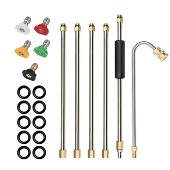 

Pressure Washer Gutter Cleaner 4000PSI M22 14mm Extension Wand Tips Set Hose Wand Nozzle Cleaning Tool